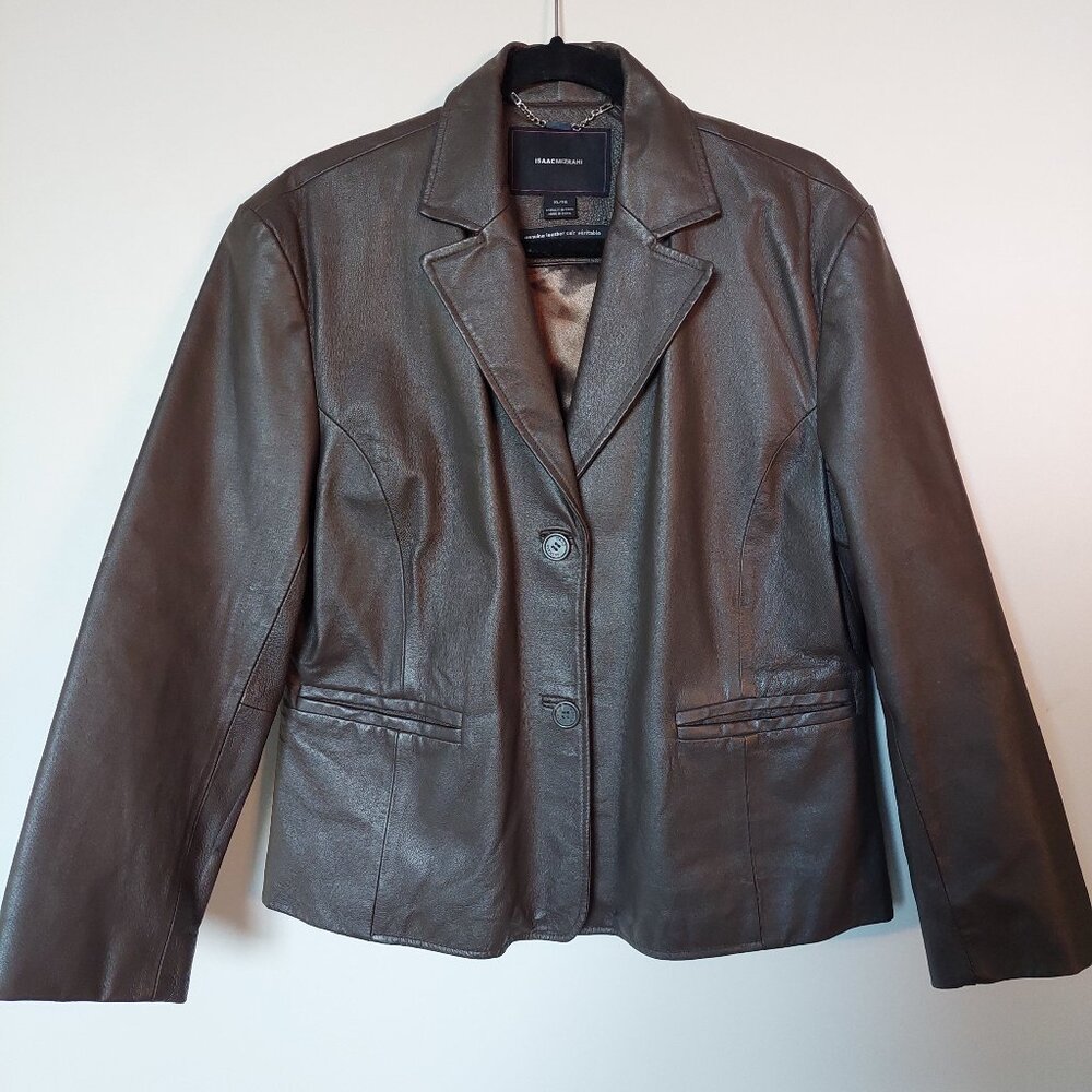 Isaac Mizrahi Women's Size XL leather Jacket/ Blazer, Brown